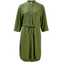Mandarin Collar Shirt Dress with 3/4 Length Sleeves