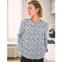 Printed Crew Neck Blouse with Long Sleeves