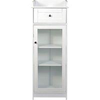 White Wooden Bathroom Cabinet with Glass Panels