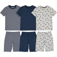 Pack of 3 Short Pyjamas in Shark Print Cotton