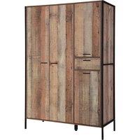 Industrial Style Oak Effect 4 Door Wardrobe