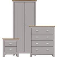 Grey Oak Effect Finish 3 Piece Bedroom Set