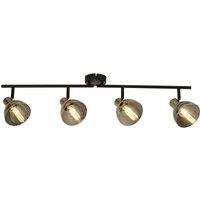 4 Light Smoked Glass and Satin Nickel Spotlight Ceiling Bar