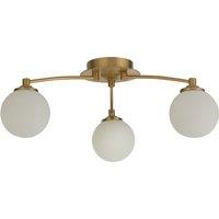 3 Light Opal and Brass Ceiling Pendant