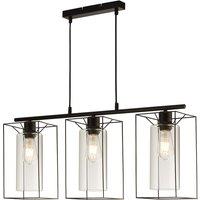 3 Light Black Frame with Clear Inner Glass Pendant Ceiling Light