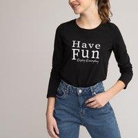 Printed Cotton Long T-Shirt with Long Sleeves, 10-18 Years