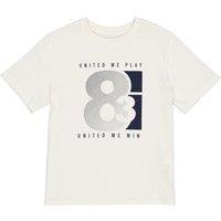 Embossed Print Cotton T-Shirt with Crew Neck