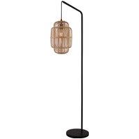 160cm Black Floor Lamp With Bamboo Frame Shade