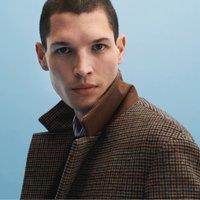 Long Checked Coat with Tailored Collar