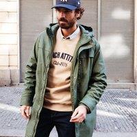 Recycled Mid-Length Parka with High Neck