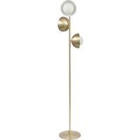 3 White Glass Orb and Brushed Brass Metal Dome Floor Lamp