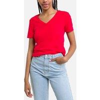 Cotton V-Neck T-Shirt with Short Sleeves