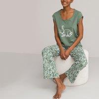 Rabbit Print Pyjamas in Jersey Cotton with Short Sleeves