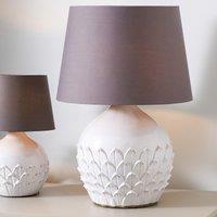 White Leaf Detail Stoneware Table Lamp Base