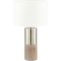 Grey Wood and Silver Metal Table Lamp