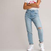 Ripped Mom Jeans in Mid Rise