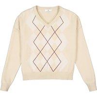 Argyle Pattern Jumper with V-Neck