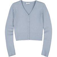 Ribbed Buttoned Cardigan with V-Neck