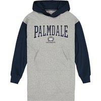 Slogan Print Sweatshirt Dress in Cotton Mix with Hood