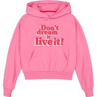 Slogan Print Cropped Hoodie in Cotton Mix