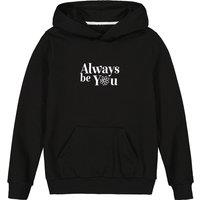 Slogan Print Hoodie in Cotton Mix