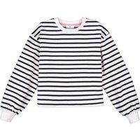 Striped Cotton Mix Sweatshirt with Crew Neck