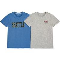 Pack of 2 T-shirts in Cotton with Print and Crew Neck