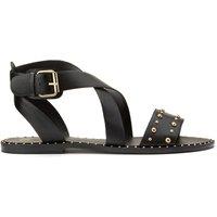Wide Fit Leather Sandals with Flat Heel