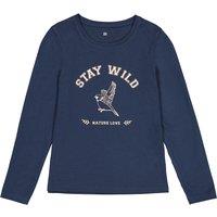 Cotton Bird Print T-Shirt with Long Sleeves, 3-12 Years