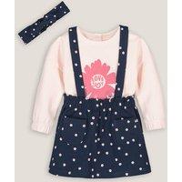 Cotton Sweatshirt/Pinafore Skirt/Headband Outfit