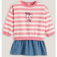 Fleece Overlay Sweatshirt Dress in Cotton Mix, 6 Months-5 Years