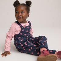 Heart Print Dungarees in Cotton Fleece