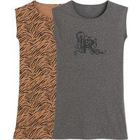 Pack of 2 Nightshirts in Cotton with Short Sleeves