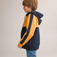 Slogan Print Hoodie in Cotton Mix with Zip Fastening