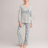 Printed Cotton Pyjamas with Long Sleeves
