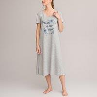 Floral Print Cotton Nightdress with Short Sleeves
