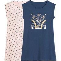 Pack of 2 Nightshirts in Cotton with Short Sleeves