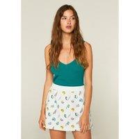 Printed Cotton Mini Skirt with Elasticated Waist