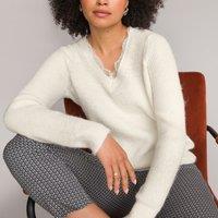 V-Neck Jumper with Lace Detail