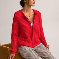 Chunky Wool Mix Cardigan with Zip Fastening
