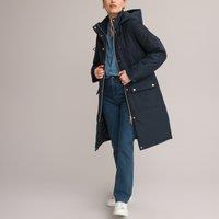 Recycled Mid-Length Parka with Hood and Zip Fastening