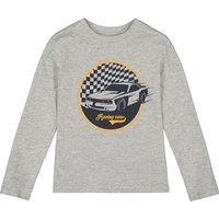Car Print Cotton T-Shirt with Long Sleeves