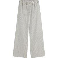 Striped Wide Leg Trousers in Organic Cotton, Length 30.5"
