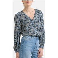 Printed V-Neck Blouse with Long Sleeves