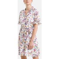 Floral Print Mini Dress with Tailored Collar and Short Sleeves