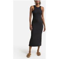 Ribbed Midi Dress with Cutaway Shoulders
