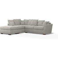 Florence Scatterback Soft Brushed Corner Sofa & Footstool with Dark Wood Legs (Left Facing)