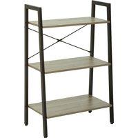 Industrial Style 3 Tier Ladder Shelf Unit in Grey Oak Effect with Dark Brown Frame