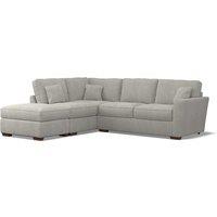 Florence Soft Brushed Corner Sofa & Modular Footstool Set with Dark Wood Legs (Left Facing)