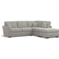 Florence Soft Brushed Corner Sofa & Modular Footstool Set with Dark Wood Legs (Right Facing)